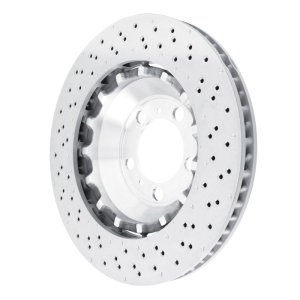 Porsche 911 Brake Rotor (1) - Left Front - R1 Concepts - Drilled Carbon Alloy GeoMET - `13-`19